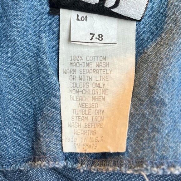 Vintage 90s Full Button Denim Sheath Dress Womens M Square Neck Boho Mom USA - Picture 9 of 13